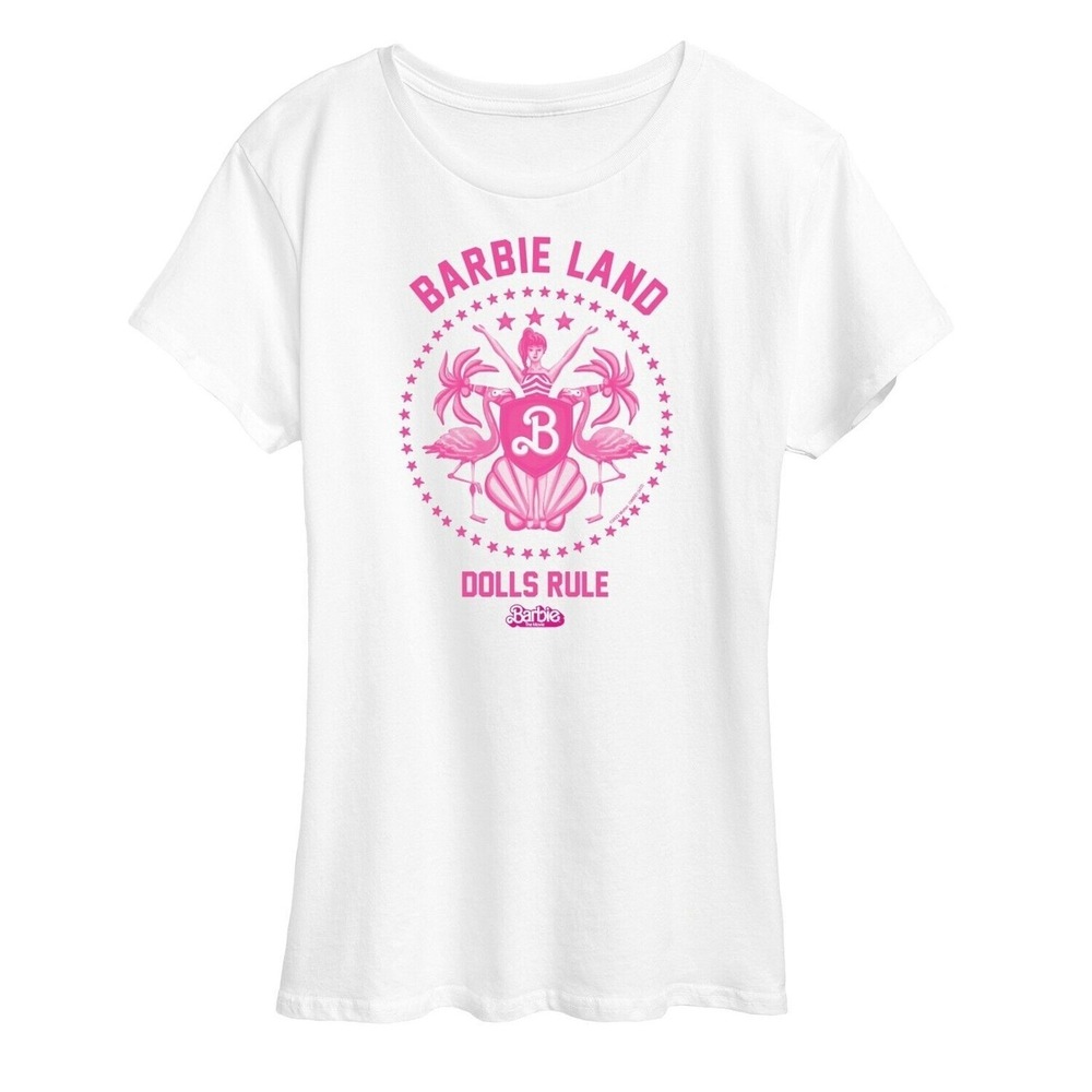Small Barbie Barbieland White Short Sleeve Graphic Tee‎ Shirt Dolls Rule